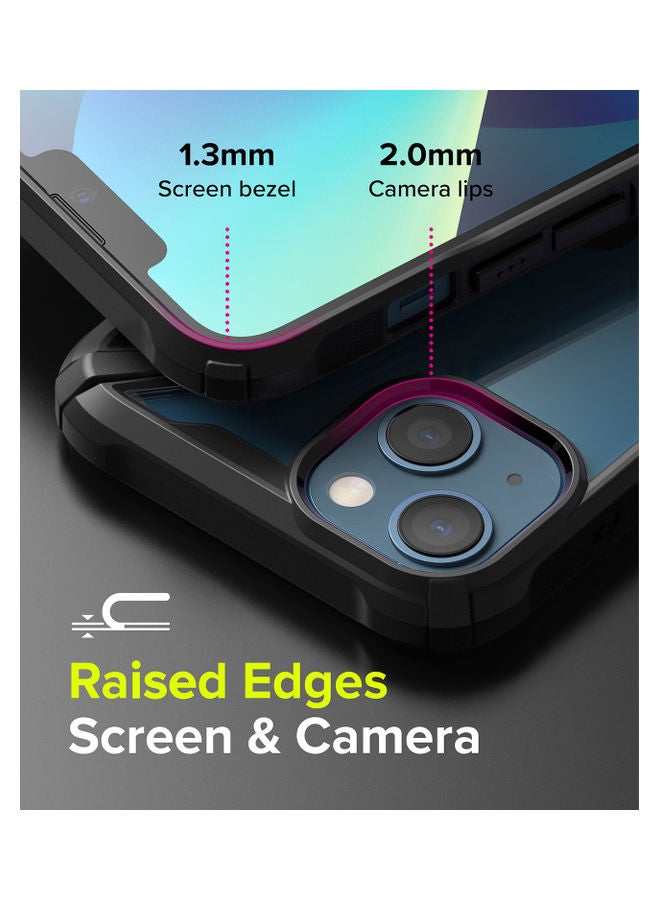 Ringke - Hard Fusion-X Ergonomic Transparent Shock Absorption TPU Bumper Cover for iPhone 13 Black - Image 1