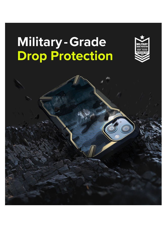 Ringke Hard Fusion-X Ergonomic Transparent Shock Absorption TPU Bumper Cover for iPhone 13 Camo Black - Image 2