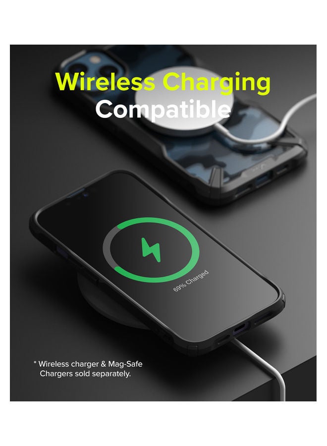 Ringke Hard Fusion-X Ergonomic Transparent Shock Absorption TPU Bumper Cover for iPhone 13 Camo Black - Image 4