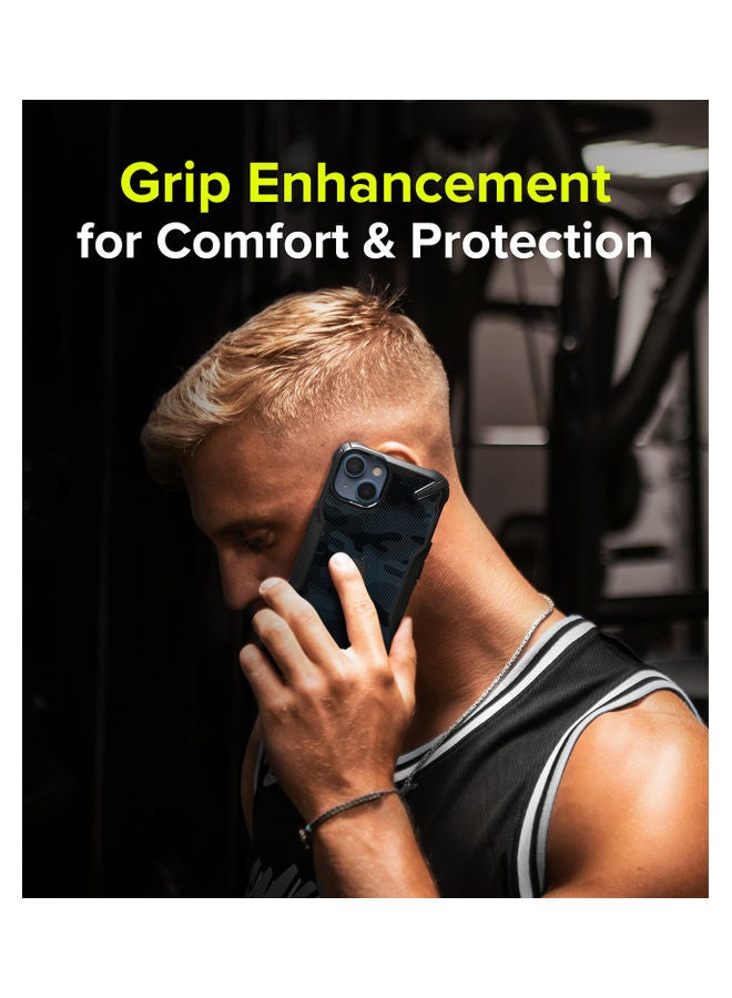 Ringke Hard Fusion-X Ergonomic Transparent Shock Absorption TPU Bumper Cover for iPhone 13 Camo Black - Image 5