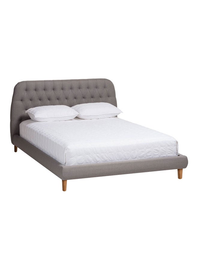 ASGHAR FURNITURE Archer Platform King Size Bed With Mattress Light Grey/Brown 180x200cm  - Image 1