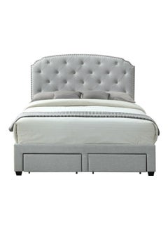 ASGHAR FURNITURE Deluxe Storage Queen Size Bed With Mattress Light Grey 160x200cm  - Image 1