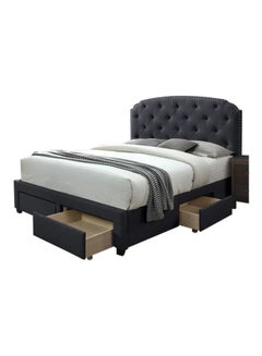 ASGHAR FURNITURE Deluxe Storage Queen Size Bed With Mattress Light Grey 160x200cm  - Image 3