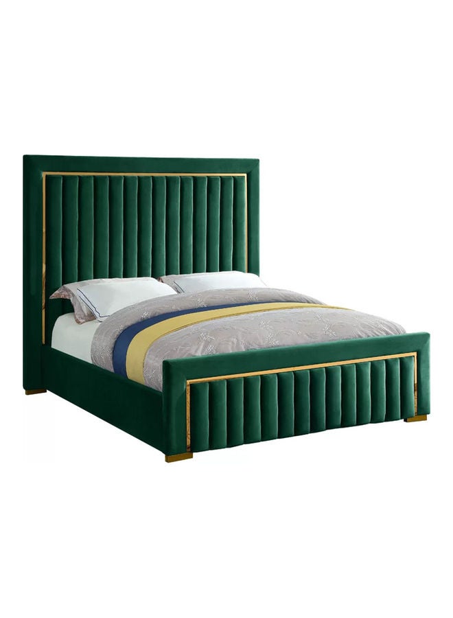 ASGHAR FURNITURE Glam Velvet Queen Size Bed Without Mattress Black/Gold 160x200cm  - Image 2
