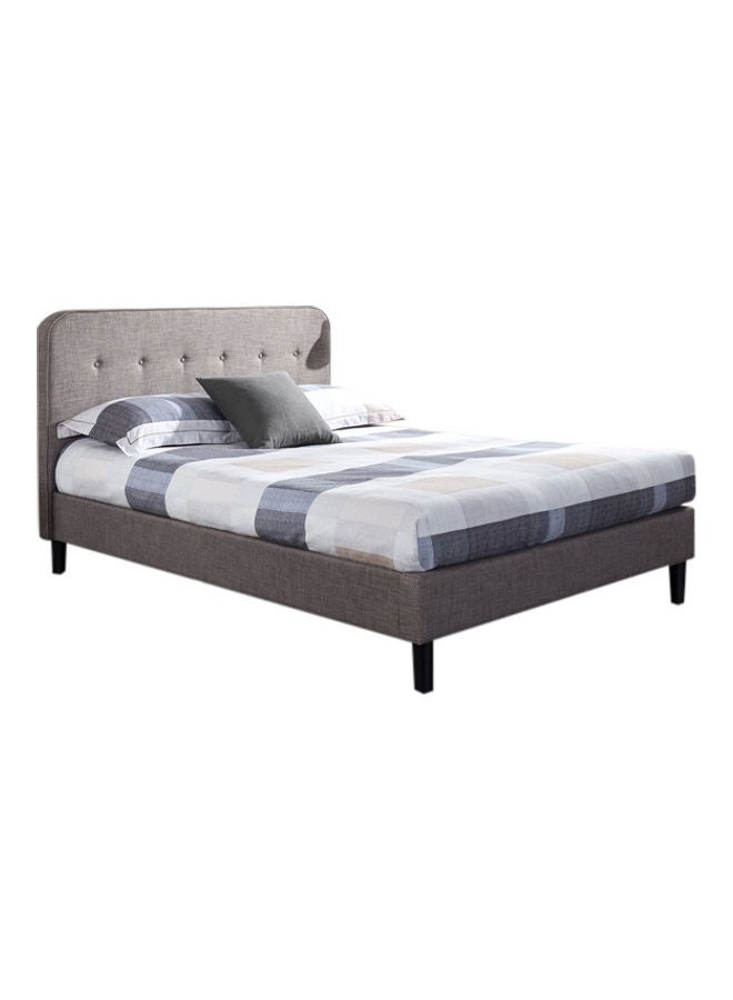 ASGHAR FURNITURE Margot Upholstered Super King Size Bed With Mattress Light Brown/Black 200x200cm  - Image 1