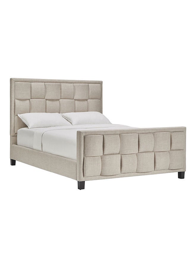 ASGHAR FURNITURE Nyla Premium Designer Queen Size Bed Without Mattress Beige 160x200cm  - Image 1