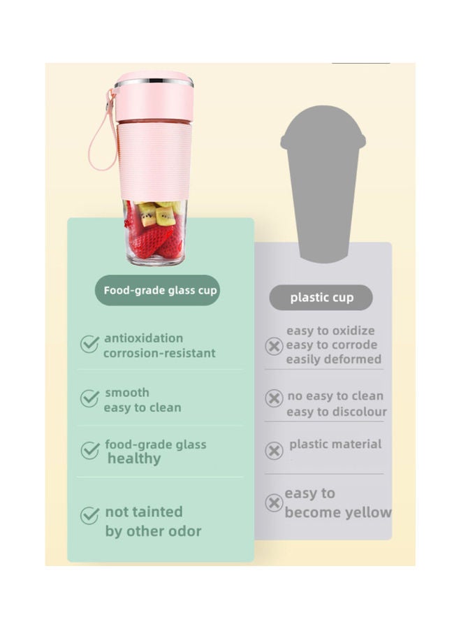 Arabest Wireless Rechargeable Juicer With USB 300.0 ml 650.0 W PSZHkc13 Pink/Clear  - Image 3
