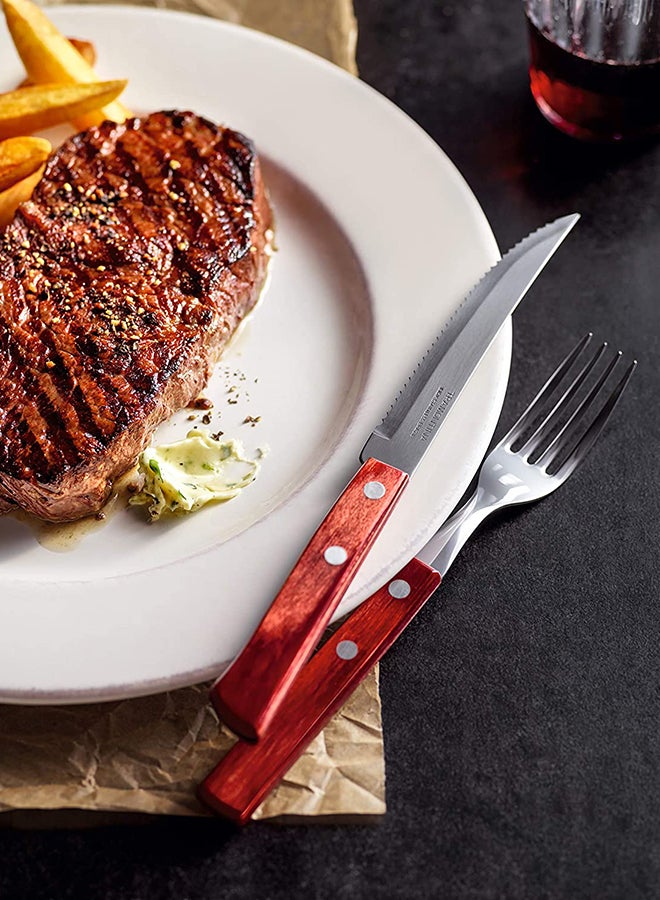 6-Piece Polywood Steak Knife Set Red/Silver 