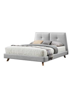 ASGHAR FURNITURE Carson Upholstered Super King Size Bed With Mattress Light Grey 200x200cm  - Image 1