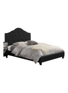 ASGHAR FURNITURE Noida Scalloped Prime Super King Size Bed Without Mattress Black 200x200cm  - Image 1
