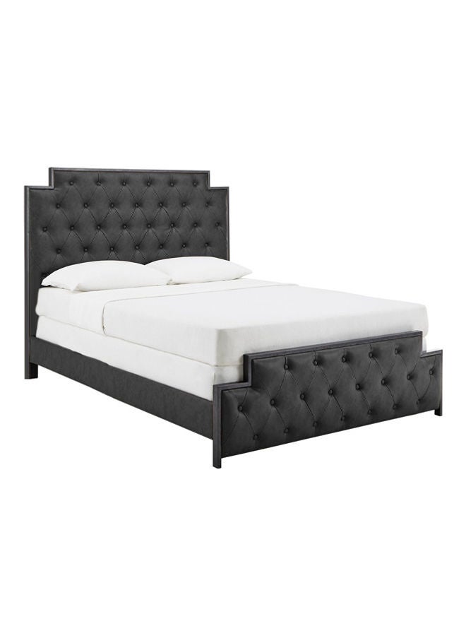 ASGHAR FURNITURE Gunmetal Finish Tufted Super King Bed With Mattress Black 200x200cm 