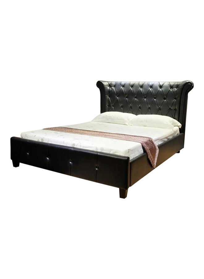 ASGHAR FURNITURE Dake Diamond Tufted Designer King Size Bed With Mattress Black 180x200cm  - Image 1