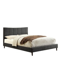 ASGHAR FURNITURE Dusi Platform Super King Size Bed With Mattress Charcoal Grey 200x200cm  - Image 1
