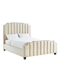 ASGHAR FURNITURE Celestis Luxury Designer King Size Bed With Mattress Cream 180x200cm  - Image 1