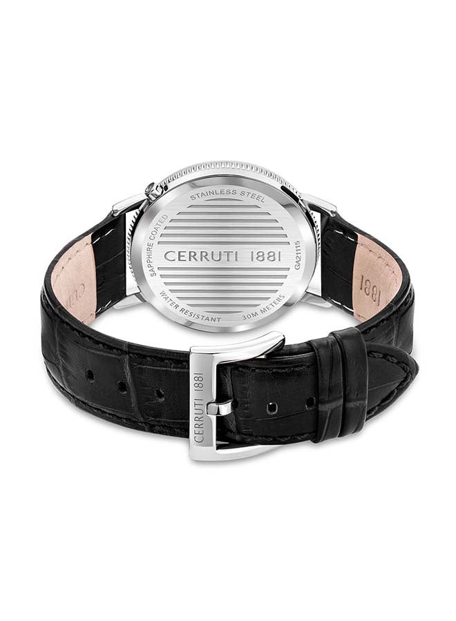 Men's CARANO Round Shape Leather Band Analog Wrist Watch 41 mm - Black - CIWGA2111504 - v1635322570/N51556136A_3