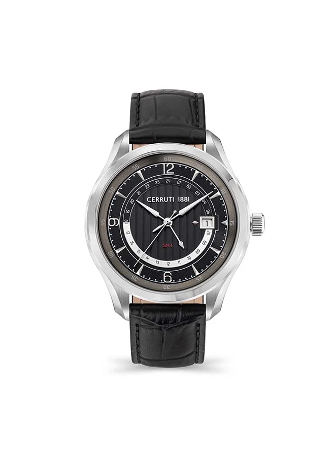 CERRUTI 1881 FAIETE Round Shape Leather Band Analog Wrist Watch 42 mm - Black - CIWGB2111602