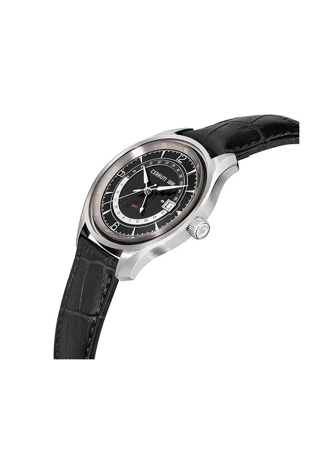 CERRUTI 1881 FAIETE Round Shape Leather Band Analog Wrist Watch 42 mm - Black - CIWGB2111602