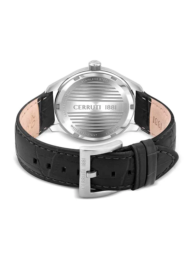 CERRUTI 1881 FAIETE Round Shape Leather Band Analog Wrist Watch 42 mm - Black - CIWGB2111602