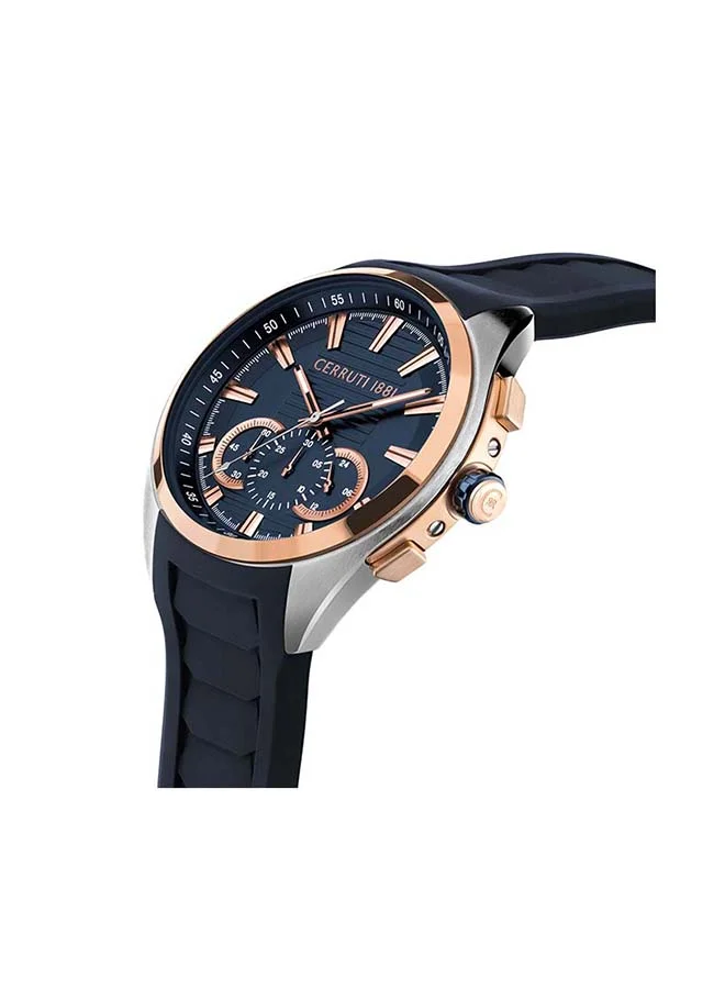 CERRUTI 1881 NOGAREDO Round Shape Silicone Strap Analog Wrist Watch 44 mm - Dark Blue - CIWGO2112202