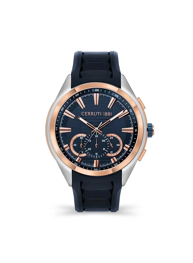 CERRUTI 1881 NOGAREDO Round Shape Silicone Strap Analog Wrist Watch 44 mm - Dark Blue - CIWGO2112202