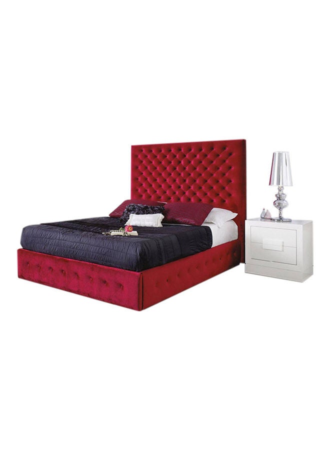 ASGHAR FURNITURE - Mavrek Button Tufted Super King Size Bed With Mattress Dark Red 200x200cm - Image 1