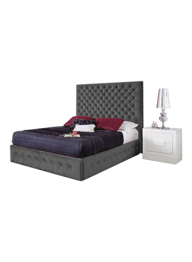 ASGHAR FURNITURE - Mavrek Button Tufted Super King Size Bed With Mattress Dark Red 200x200cm - Image 1