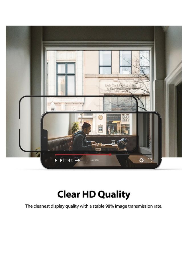 Ringke - Tempered Glass Screen Protector For Apple iPhone 13 Pro Max Invisible Defender Full Coverage Black - Image 1