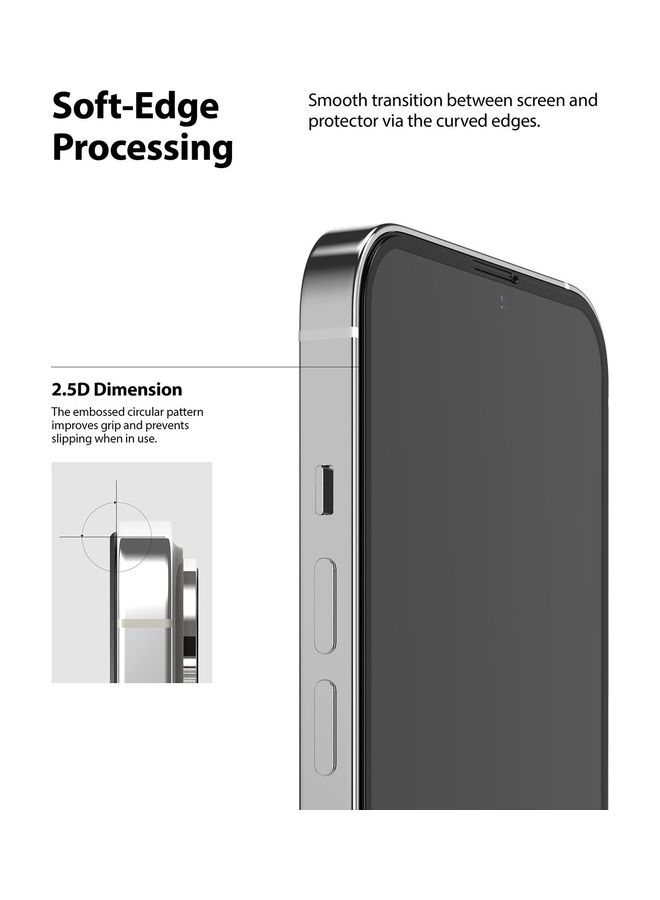Ringke - Tempered Glass Screen Protector For Apple iPhone 13 Pro Max Invisible Defender Full Coverage Black - Image 1