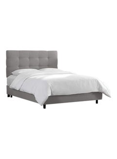 ASGHAR FURNITURE Filey Tufted Queen Size Bed Without Mattress Grey/Black 160x200cm  - Image 1
