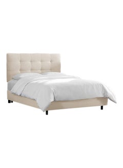 ASGHAR FURNITURE Filey Tufted Queen Size Bed Without Mattress Grey/Black 160x200cm  - Image 2