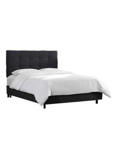 ASGHAR FURNITURE Filey Tufted Queen Size Bed Without Mattress Grey/Black 160x200cm  - Image 3