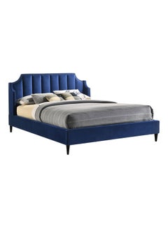 ASGHAR FURNITURE Levi Velvet Super King Size Bed With Mattress Black 200x200cm  - Image 2