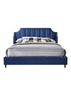 ASGHAR FURNITURE Levi Velvet Super King Size Bed With Mattress Black 200x200cm  - Image 4