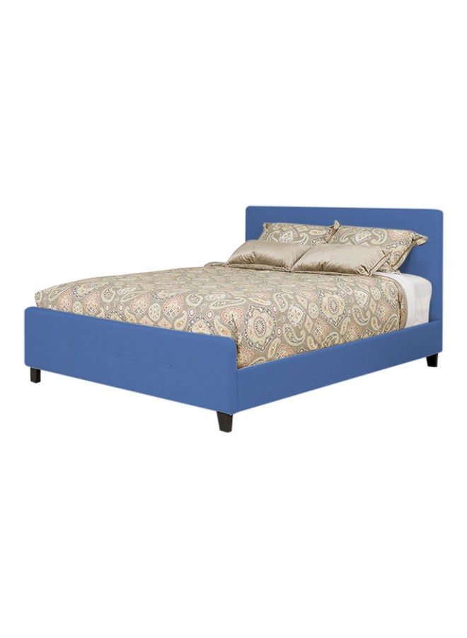 ASGHAR FURNITURE Cassian Tufted Modern King Size Bed With Mattress Blue 180x200cm  - Image 1