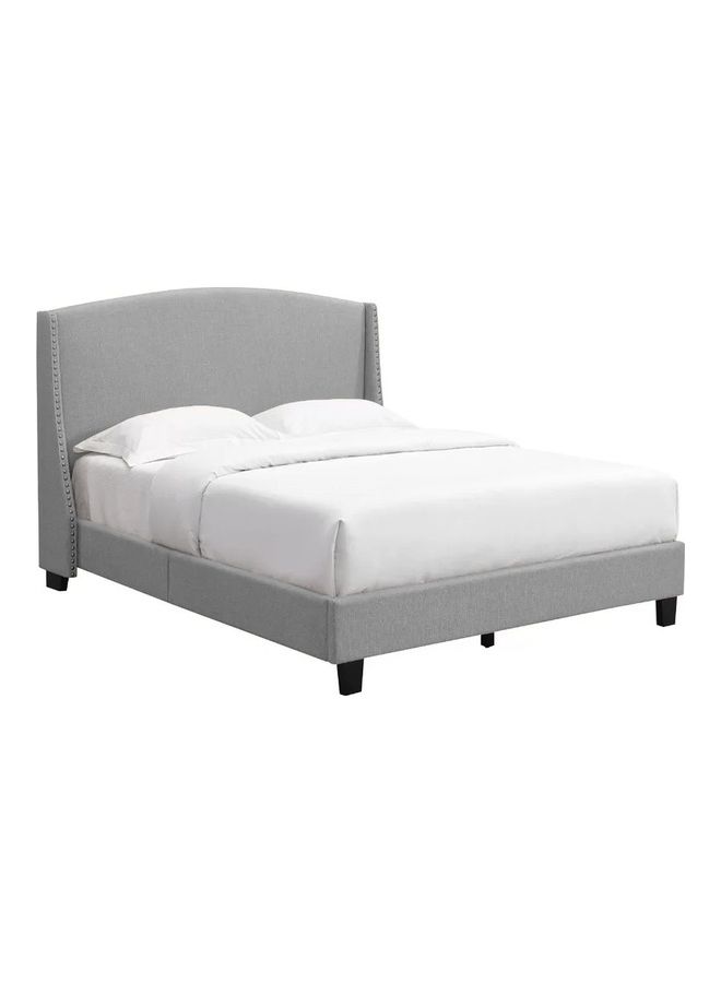 ASGHAR FURNITURE Laron Upholstered Super King Size Bed Without Mattress Grey/Black 200x200cm  - Image 1