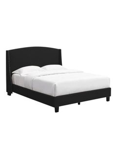 ASGHAR FURNITURE Laron Upholstered Super King Size Bed Without Mattress Grey/Black 200x200cm  - Image 2