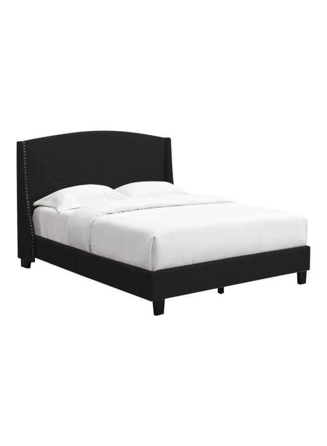 ASGHAR FURNITURE Laron Upholstered Super King Size Bed Without Mattress Grey/Black 200x200cm  - Image 2