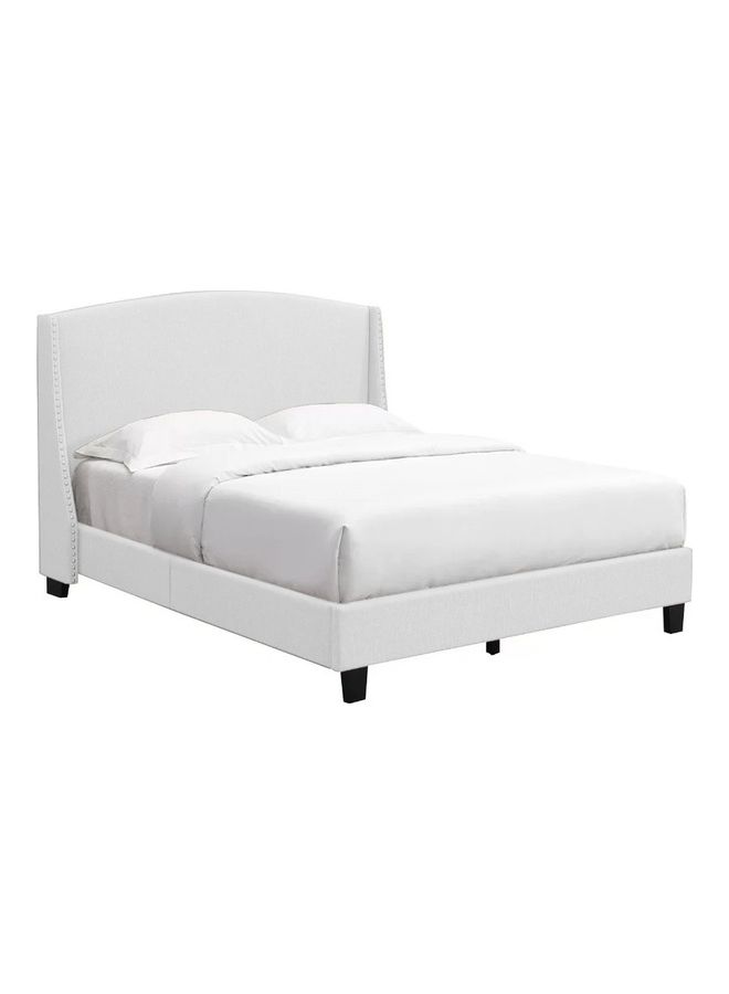ASGHAR FURNITURE Laron Upholstered Super King Size Bed Without Mattress Grey/Black 200x200cm  - Image 3