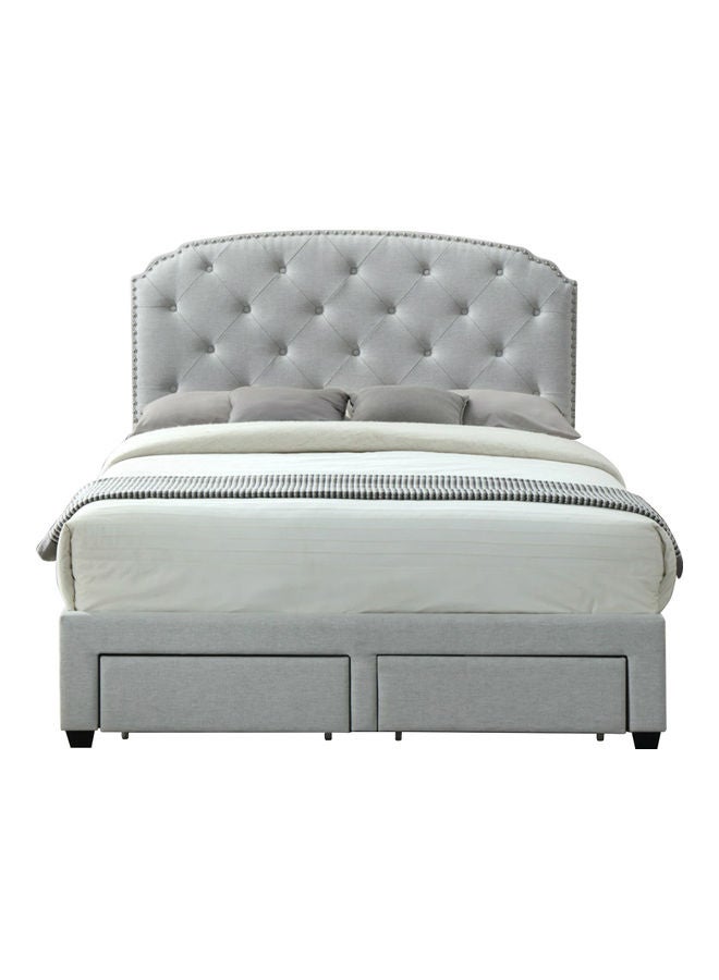 ASGHAR FURNITURE Deluxe Storage Queen Size Bed Without Mattress Light Grey 160x200cm  - Image 1