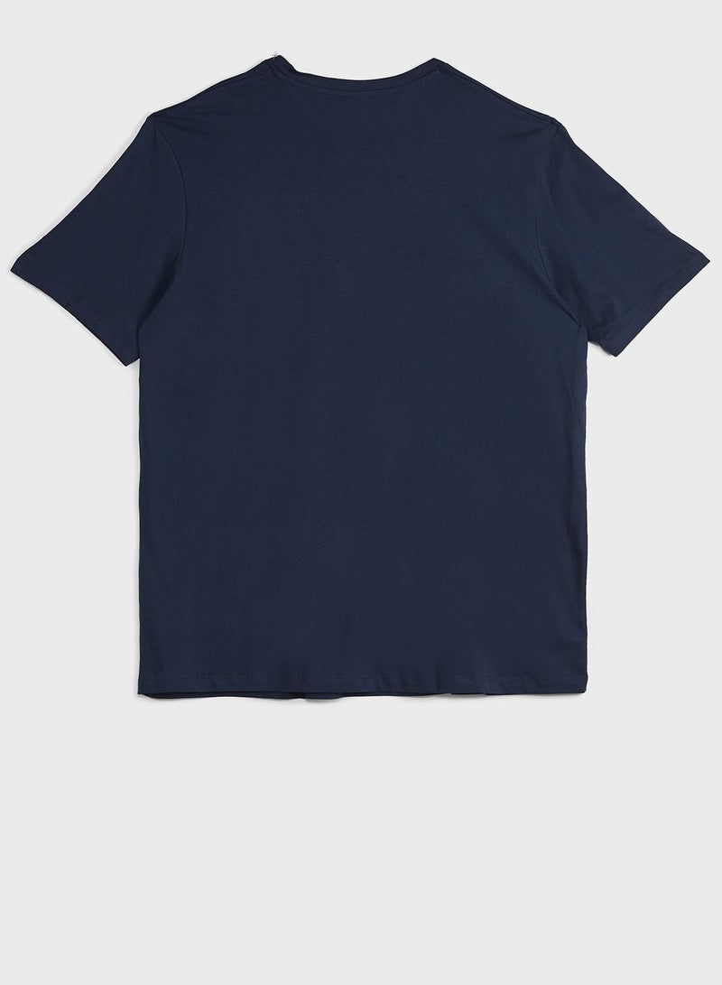 JACK & JONES - Logo Signature Branding Crew Neck T-Shirt Navy Blue - Image 1