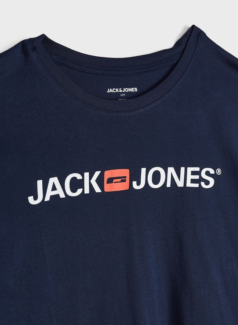 JACK & JONES - Logo Signature Branding Crew Neck T-Shirt Navy Blue - Image 1