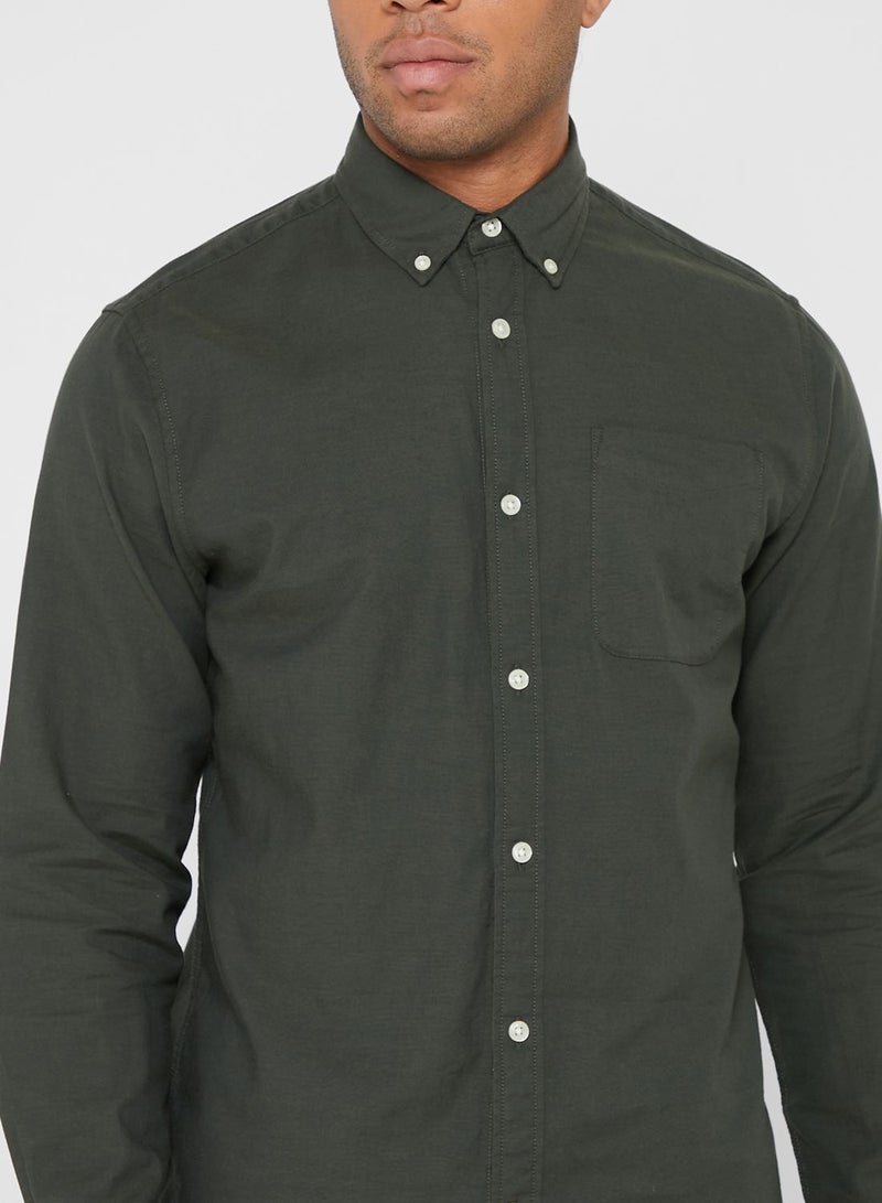 JACK & JONES Solid Pattern Slim Fit Shirt Green - Image 3