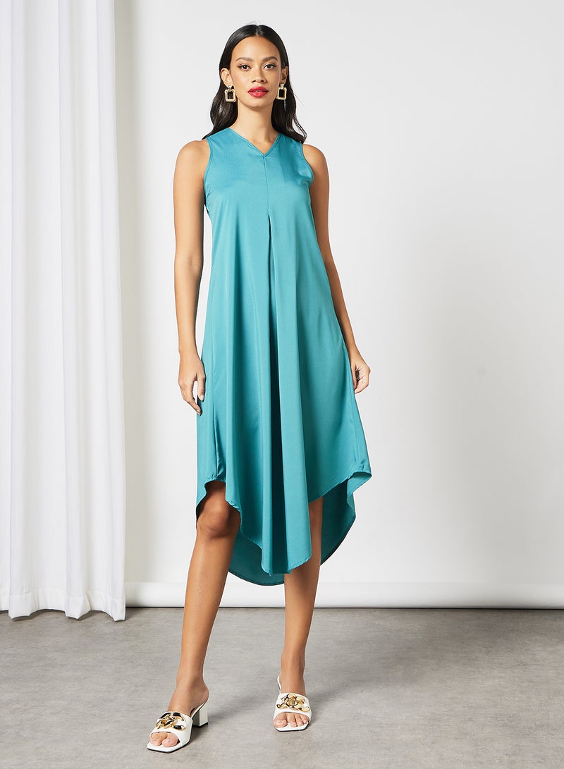 Aila - Casual Sleeveless Long Evening Maxi Solid Knit Tank Dress Teal - Image 1