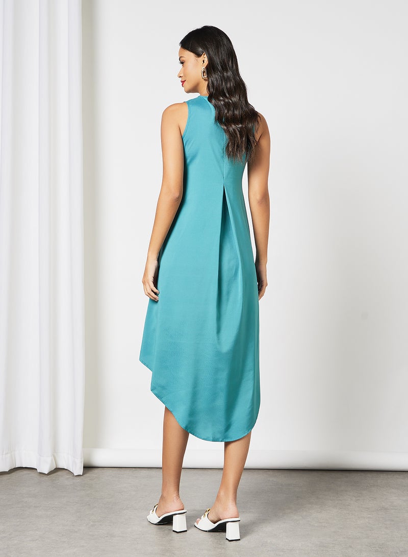 Aila - Casual Sleeveless Long Evening Maxi Solid Knit Tank Dress Teal - Image 1