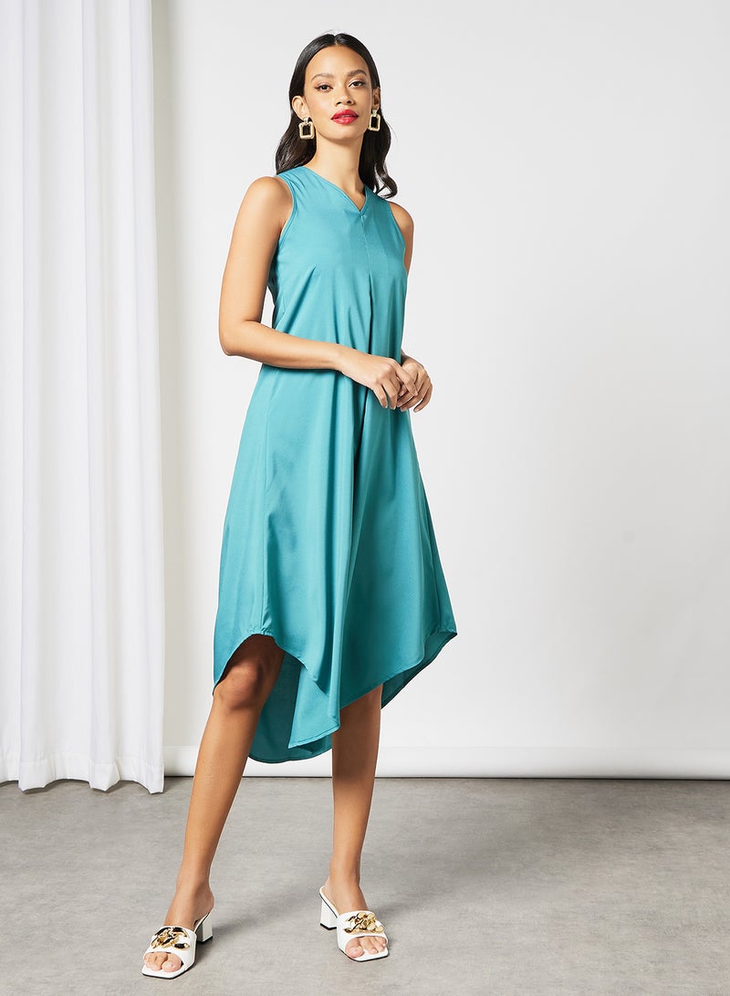 Aila - Casual Sleeveless Long Evening Maxi Solid Knit Tank Dress Teal - Image 1