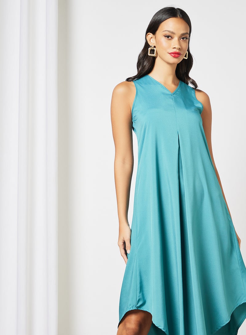 Aila - Casual Sleeveless Long Evening Maxi Solid Knit Tank Dress Teal - Image 1
