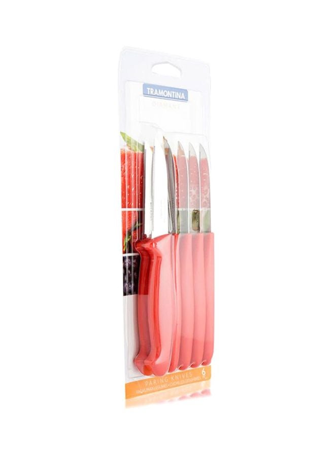 TRAMONTINA 6-Piece Diamant Paring Knife Set Red/Silver 3inch  - Image 2