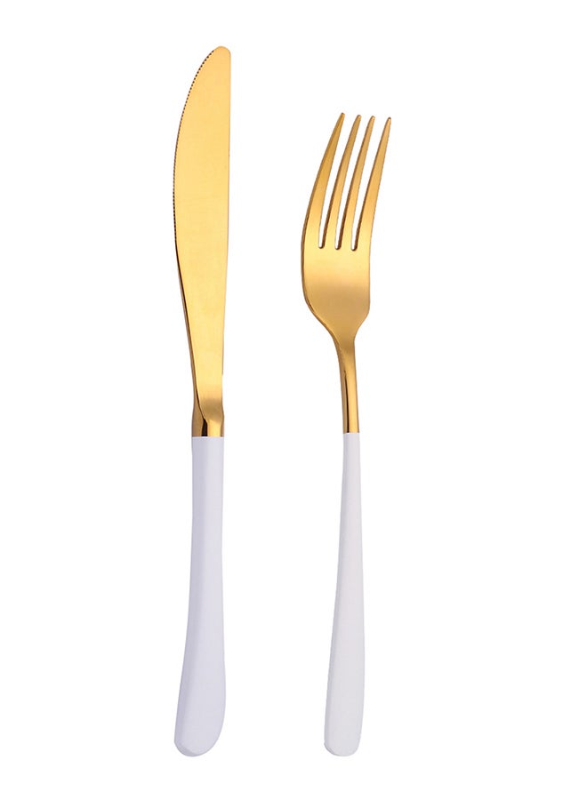 TD HOME 4-Piece Cutlery Set Gold/White - Image 4
