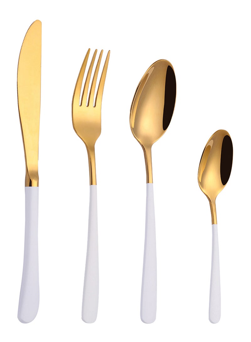 TD HOME 4-Piece Cutlery Set Gold/White - Image 1