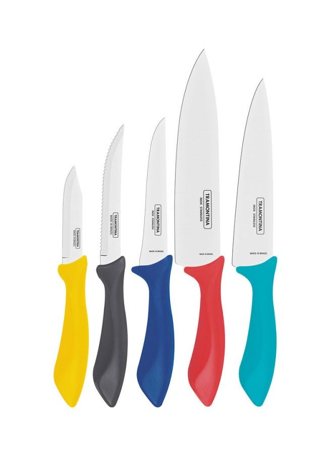 ترامونتينا طقم سكاكين من5-Pieceقطعة متعدد الألوان Chef's Knife - 8, Kitchen Knife - 7, Boning Knife - 5, Steak Knife - 5, Paring Knife - 3بوصة  - Image 1